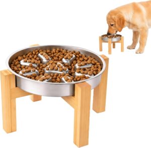 Elevated Slow Feeder Dog Bowls with...