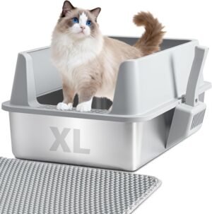 Stainless Steel Litter Box with Lid...